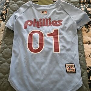 Pets First Phillies Dog Jersey in Light Blue and Maroon